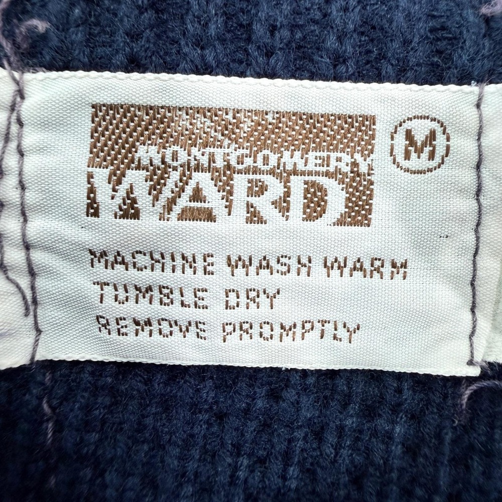 Vintage 70's Montgomery Ward Sweater Mens M Fair Isle Nordic Zip Shawl Collar - Picture 7 of 8